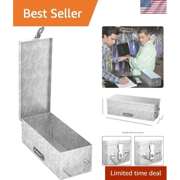 Lock Box with Folding Handle - Durable Metal Storage Chest with Stackable Des...