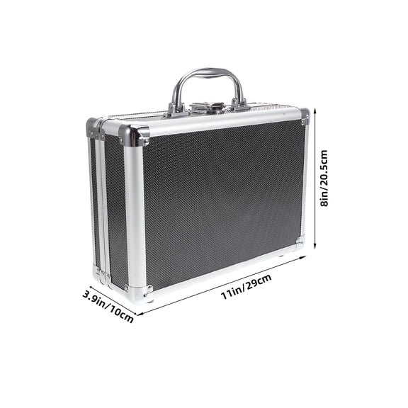 Small Metal Lock Box with Foam Insert, Portable Aluminum Case for Personal Items, Tools, Briefcase Style
