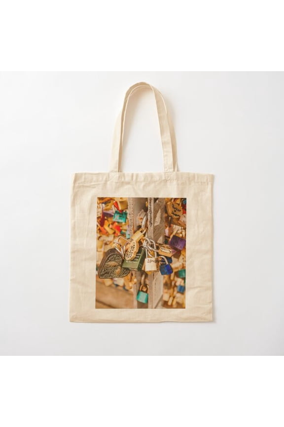 Lock Bridge Canvas Tote Bags, Reusable Shopping Bag
