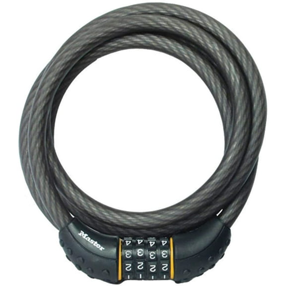 Cable Lock, Set Your Own Combination Bike Lock, 6 ft. Long, Black, 8122D