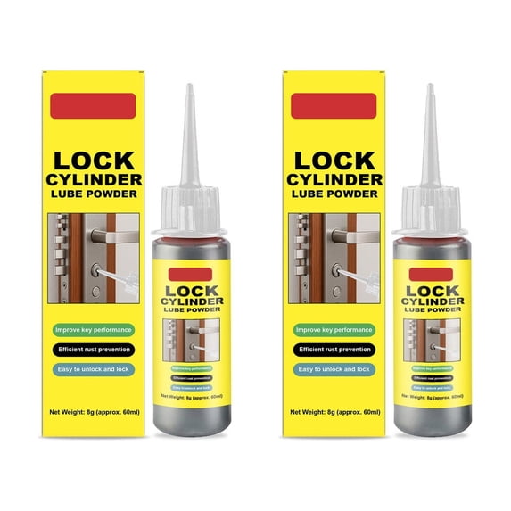 Lock Cylinder Lubricant Powder Spray – Instantly Stops Key Sticking, Prevents Rust, Mess-Free Application, (Set of 3)