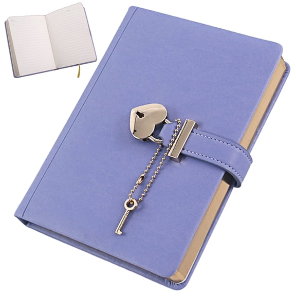 Lock Diary with Keys, B6 PU Leather Journal Notebook with Heart Lock, Lined Writing Journal with 144 Sheets for Personal Writing and Daily Use,Purple