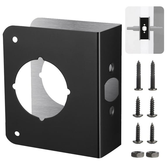 Lock and Door Reinforcer, Door Lock Reinforcement Plate, Stainless Steel Home Security Door Lock Plate with 1-3/8" Thickness, 2-3/8" Backset, and 2-1/8" Bore