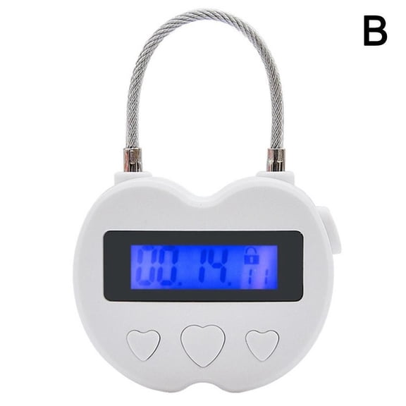 Lock Electronic Timer with LCD Display, USB Rechargeable Countdown Lock for Travel Luggage Security, 99H59M Max Setting, Lightweight ABS Padlock (White/)(White)