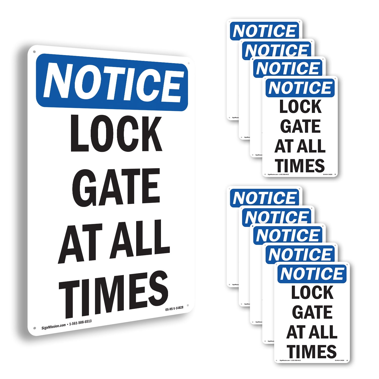 Lock Gate At All Times OSHA Notice Rigid Plastic Sign 24 Inch x 18 Inch ...