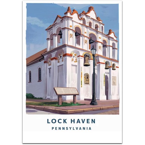 Lock Haven Map Retro Style Travel Canvas, Lock Haven Map Vintage Rustic Canvas Print, Home Office Wall Decoration, Lock Haven Map Country Canvas Canvas TcdbOs