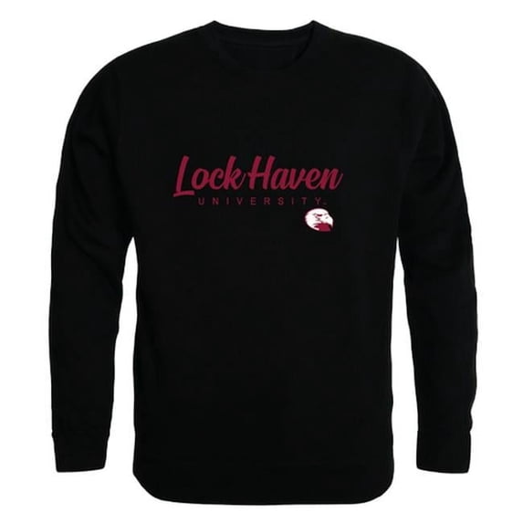 Lock Haven University Bald Eagles Script Crewneck Sweatshirt, Black - Extra Large