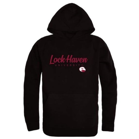 Lock Haven University Bald Eagles Script Hoodie, Black - Medium