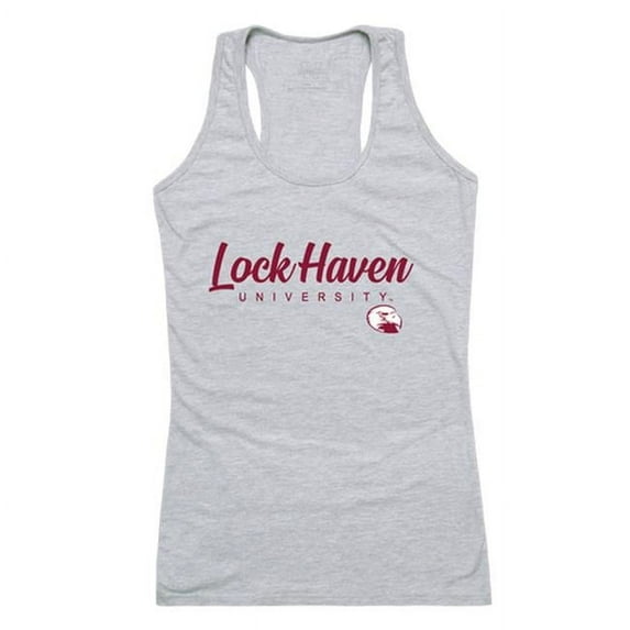 Lock Haven University Bald Eagles Script Tank Top, Heather Grey - Large