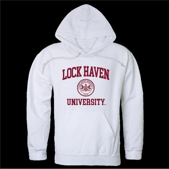 Lock Haven University Bald Eagles Seal Hoodie, White - Small