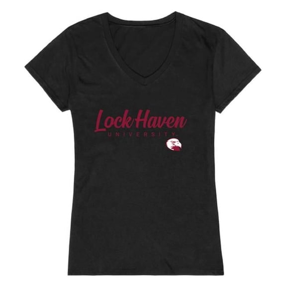 Lock Haven University Bald Eagles Women Script Short Sleeve T-Shirt, Black - Medium