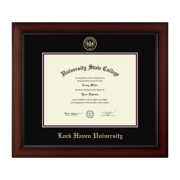 Framerly - Lock Haven Diploma Frame with Black and Maroon Mat