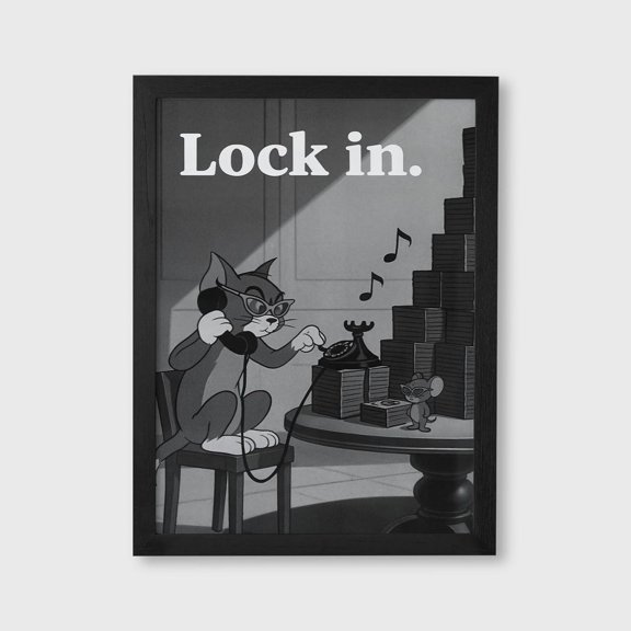 Lock In Digital Cartoon Money Hustle Mindset Retro Cartoon Motivation Office Poster Unframed Paper Print