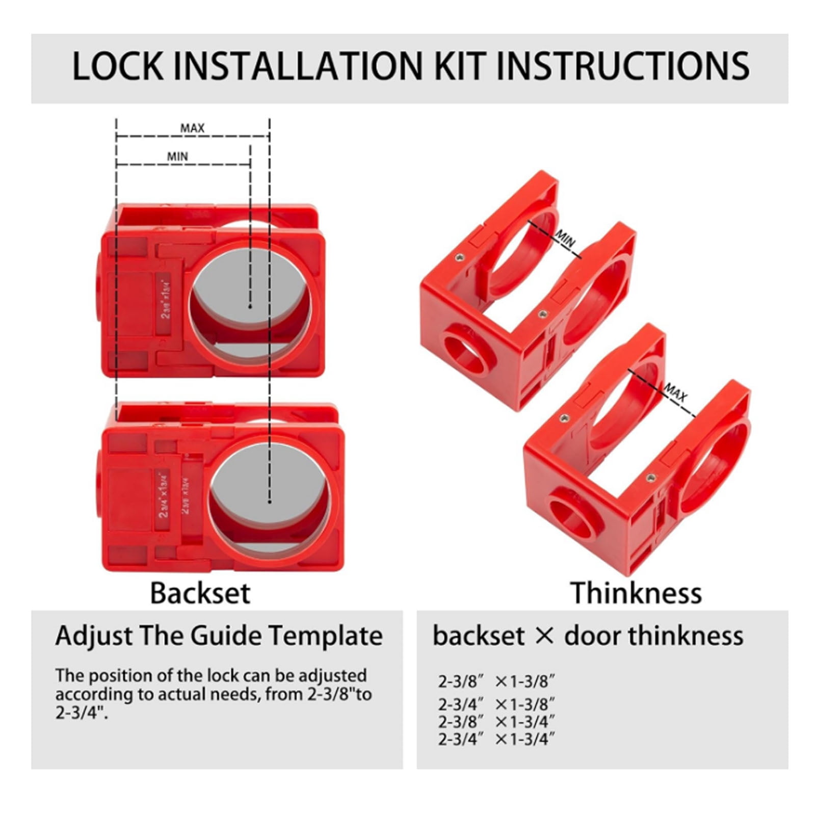 Lock Installation Kit With Guide Template For Wooden Doors Carbon Steel ...