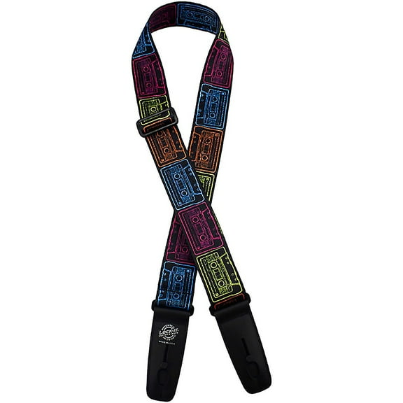 Lock-It Straps Polymer Plush 2" Locking Guitar Strap Vivid Cassettes