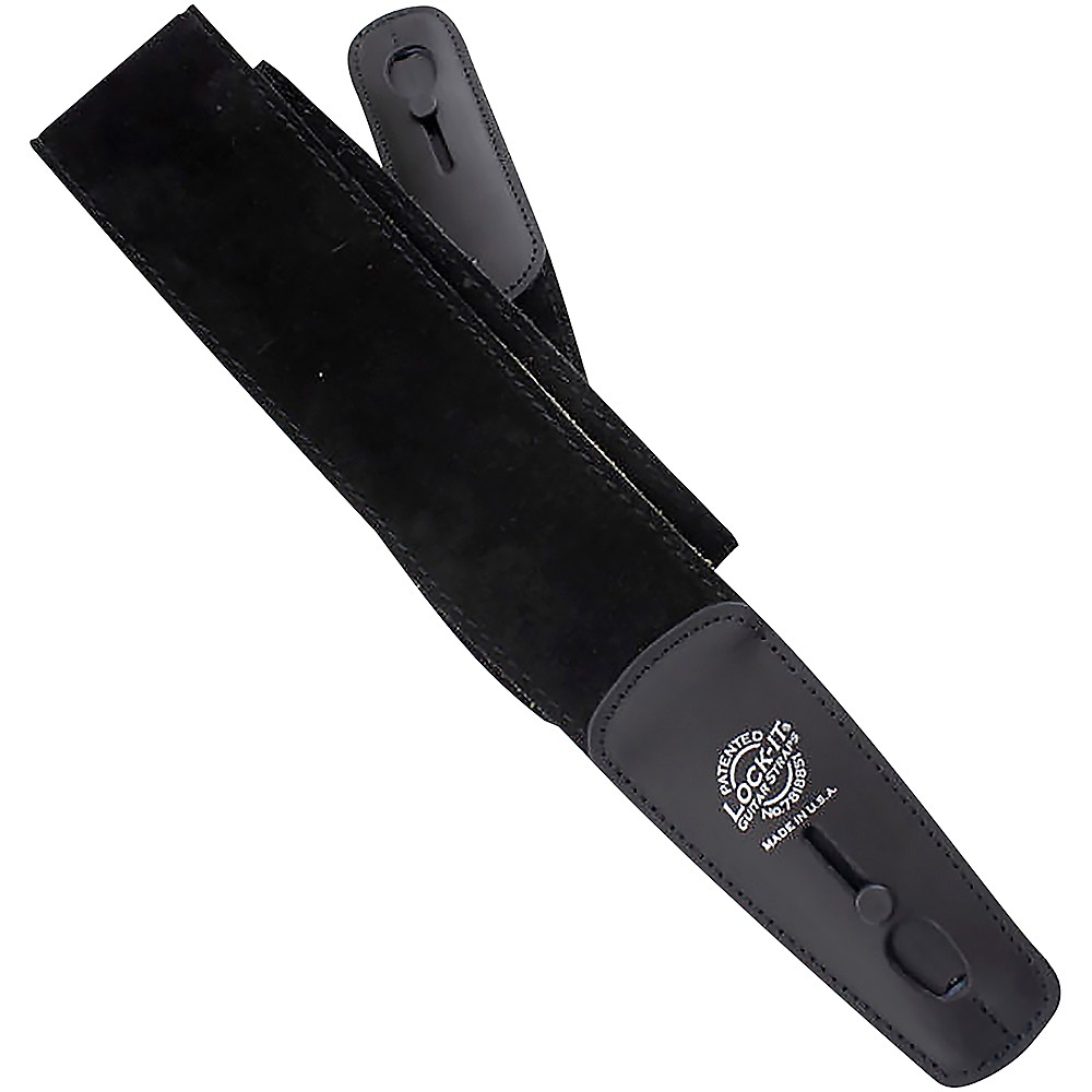 Lock-It Straps Suede 2.5" Locking Guitar Strap Black