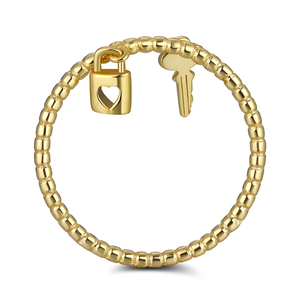 Lock KeyTwist Ring for Women Gold Sterling Silver Ginger