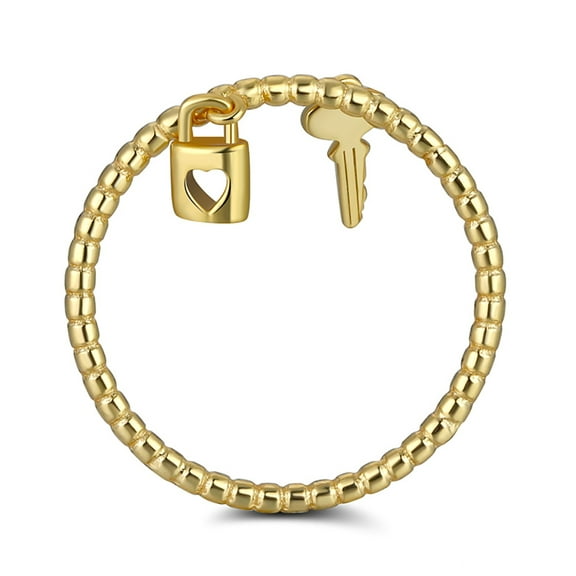 Lock Key Twist Ring for Women Gold Plated Sterling Silver Ginger Lyne Collection