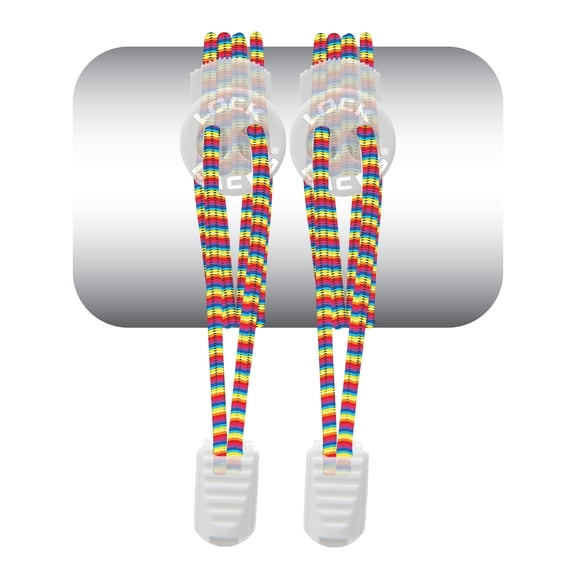 LOCK LACES Shoelaces Elastic No Tie, Rainbow, 48-Inch