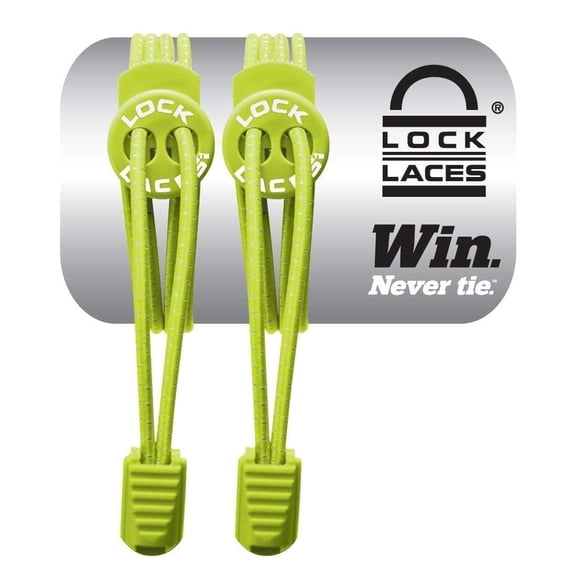 LOCK LACES Shoelaces Elastic No Tie, Sour Green Apple, 48-Inch