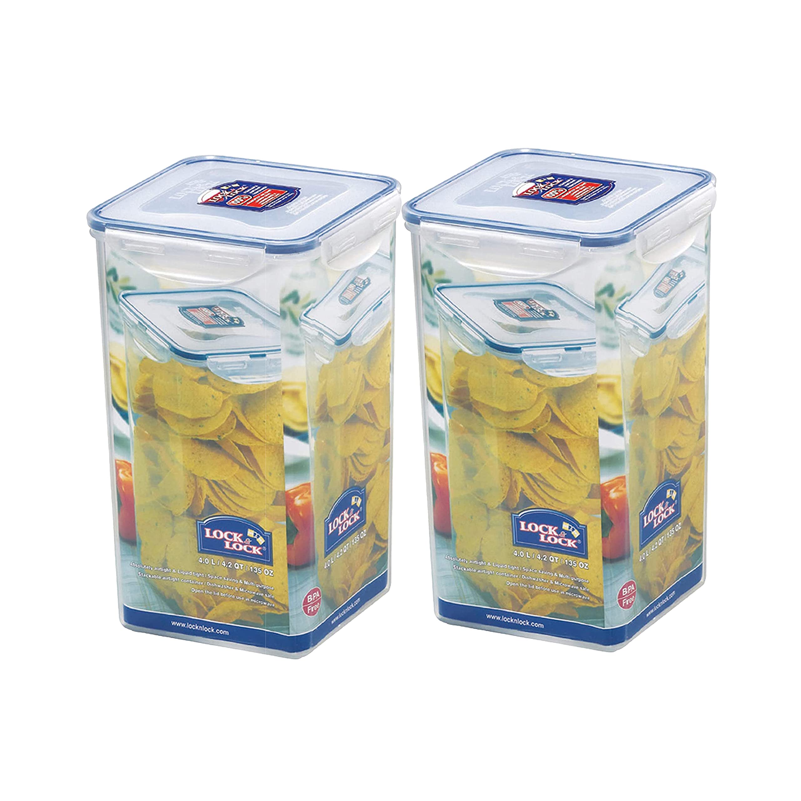 Lock & Lock Classics Square Plastic Airtight Food Storage Containers