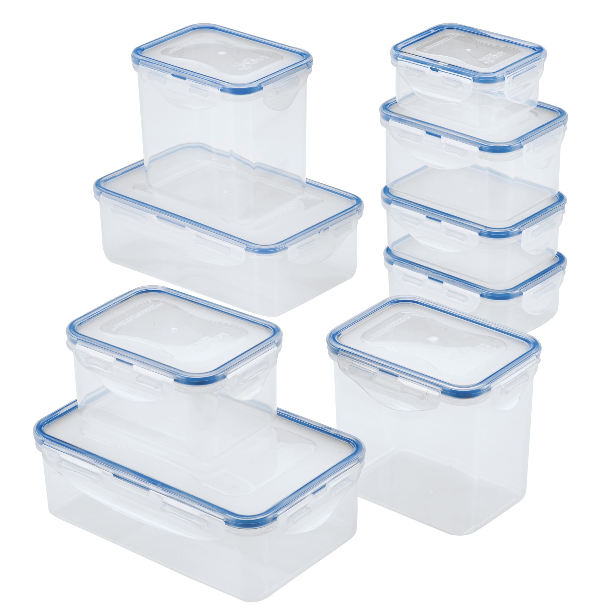 LOCK & LOCK Easy Essentials Food Storage Bin Set for Pasta, Flour,  Sugar/Airtight Container Lids/BPA-Free/Dishwasher Safe, 8 Piece - Clear