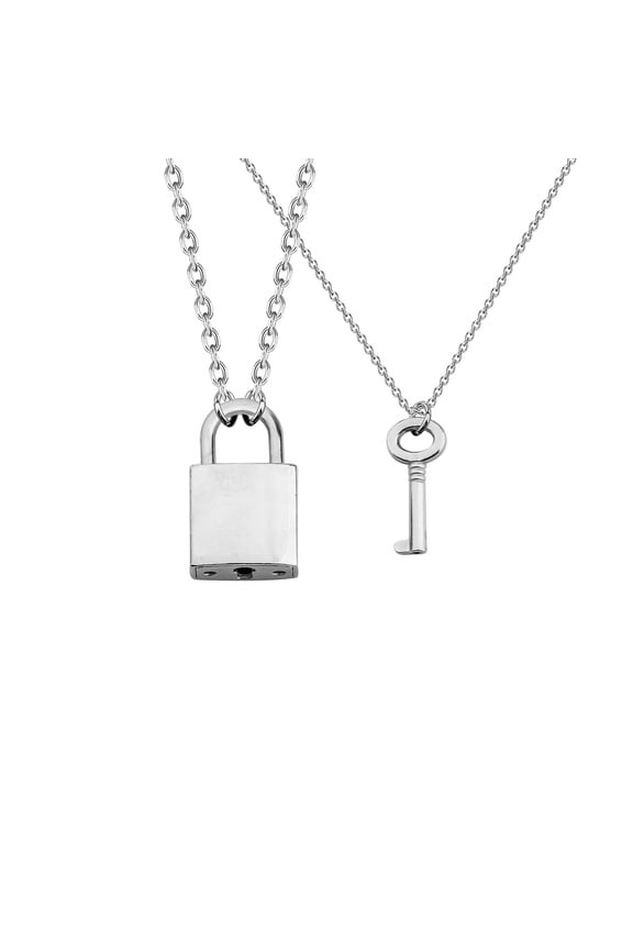 Lock Necklaces, Simple Necklaces for Women, Stainless Steel Simple Chain Necklace, Memorial Jewelry Gift for Valentines Anniversary, Suitable for Boyfriend Girlfriend, Silver
