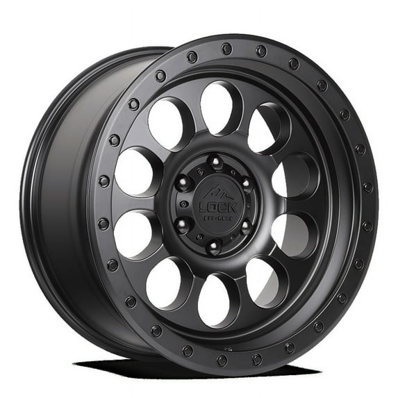 Lock OffRoad For 50CAL 17x9 6x135 -12et 87.1 Matte Black w/ Matte Black Ring Wheel