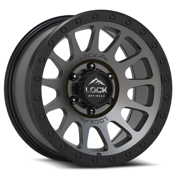 Lock OffRoad For Yosemite 20x10 5x127 -18et 71.5 Matte Gray w/ Matte Black Ring Wheel