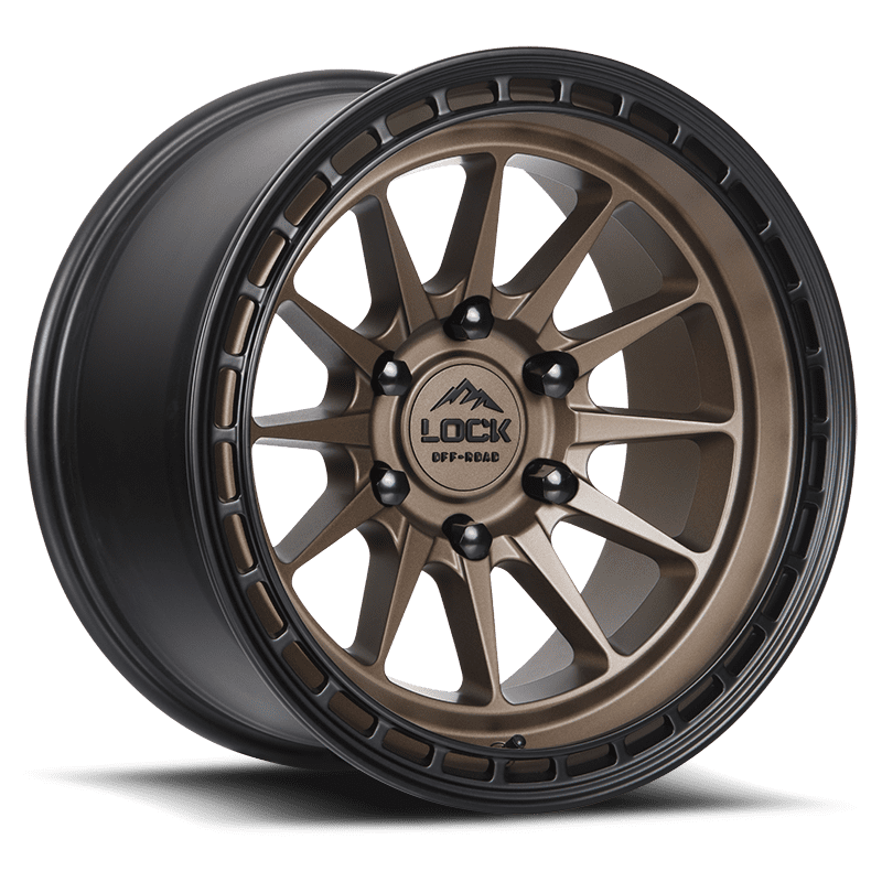 17x9 Lock Baja Matte Desert Bronze W/ Matte Black Ring Wheel 6x5.5 (-12mm)