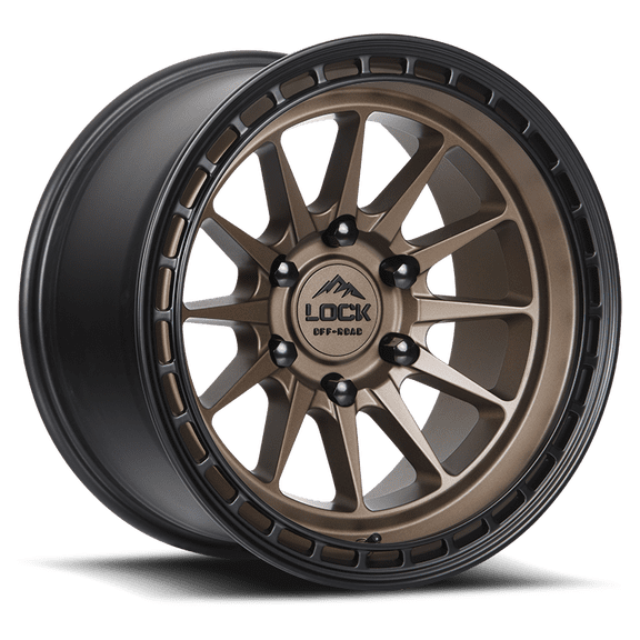 17x9 Lock Baja Matte Desert Bronze W/ Matte Black Ring Wheel 6x5.5 (-12mm)
