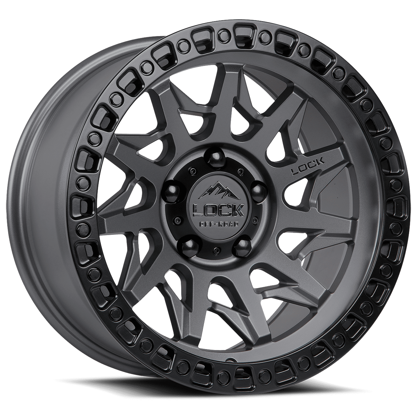 Lock Off-Road Lunatic Matte Grey with Matte Black Ring 9-17