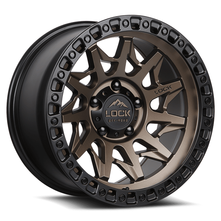 Lock Offroad Lunatic 18x9 6x139.7 +1et 106.2 Matte Bronze w/ Matte Black Ring