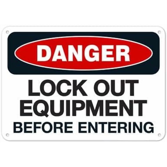 Lock Out Equipment Before Entering OSHA Sign Facility Signs Metal Sign NO.27853 Metal Tin Sign 8x12 Inch - Clear Warning for Home & Business Use