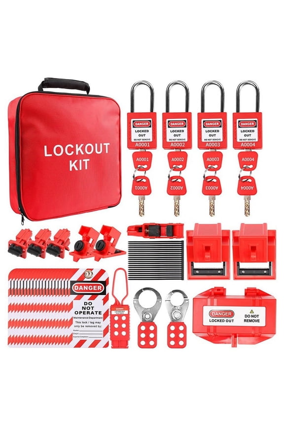 Lock Out Tag Out Kits Electrical,57 Lockout Tagout Kit with Breaker Hasps Tag Padlock Plug Lockout for - Kit
