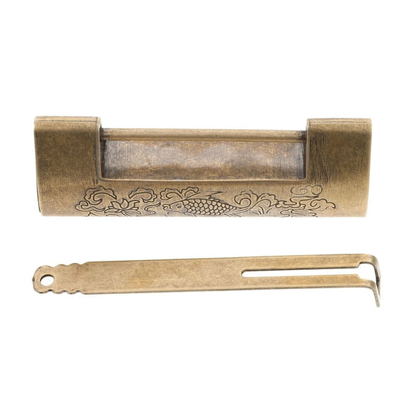 Lock Padlock Chinese Antique Box Engraved Style Carved Old Drawer Retro