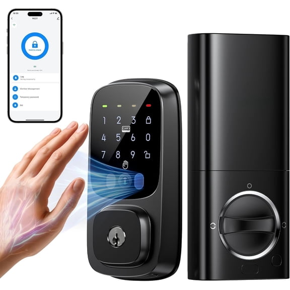 Lock with Palm Vein, Keyless Entry Door Lock for Front Door, WiFi Door Lock with Keypad Deadbolt, Auto Lock, Voice Control, Compatible with Alexa & Assistant