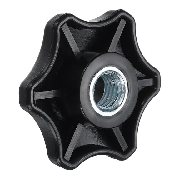Star Knob, 5/8"-11 Star Shape Knurled Clamping Knobs Fluted Screw-On Through Hole Threaded Nuts for Industrial Furniture Tools Jigs Clamps, Black