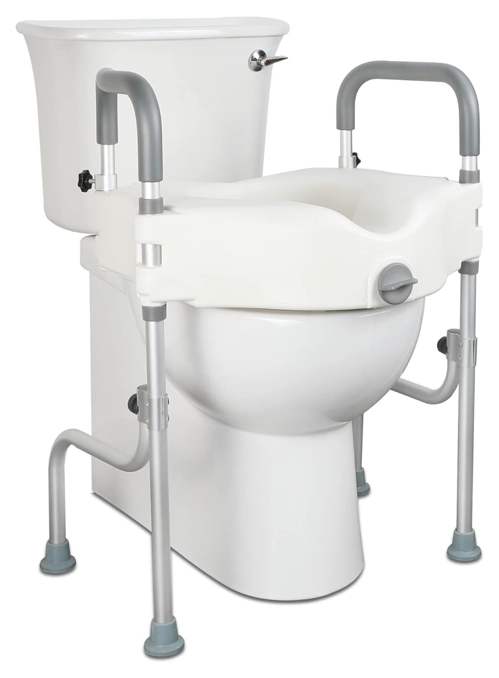 Lock Raised Toilet Seat With Handles, 5" Toilet Seat Riser with Arms