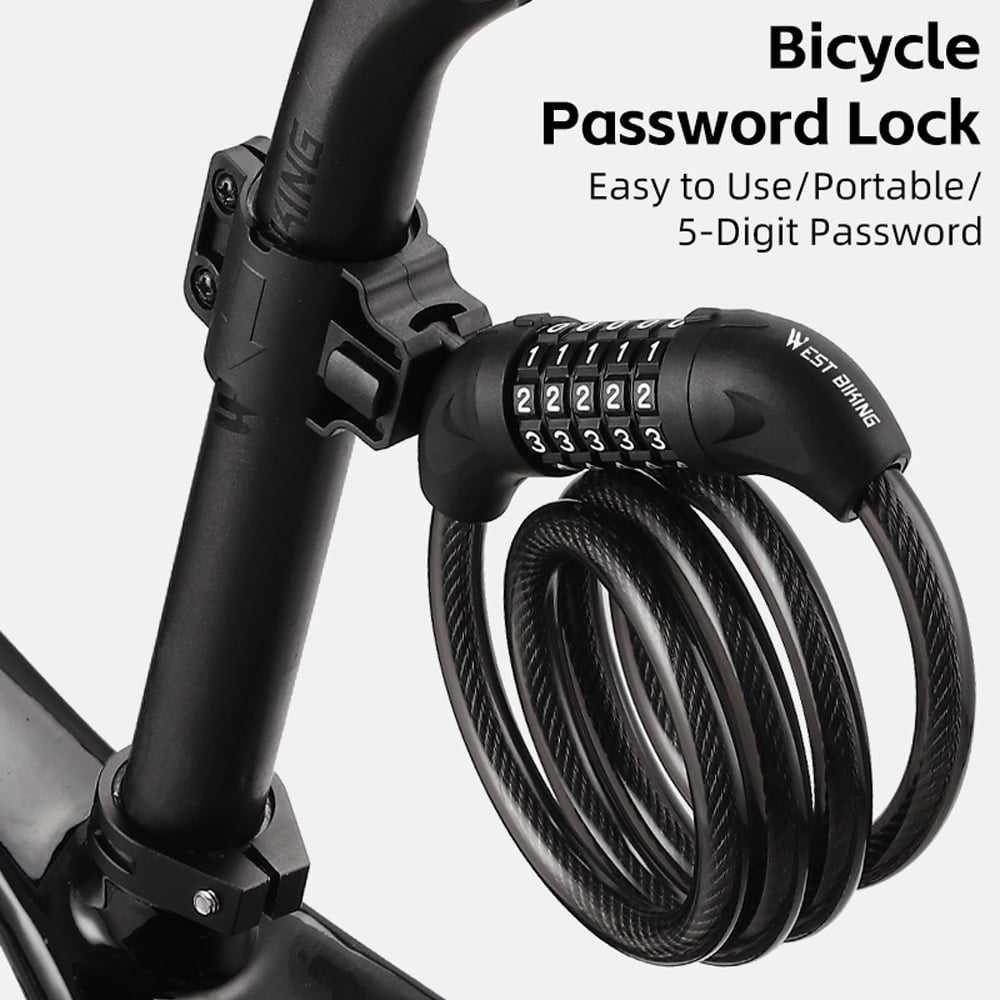 Lock,Road Bike Steel Antitheft Locks 5 Steel Cable Lock 5 Combination