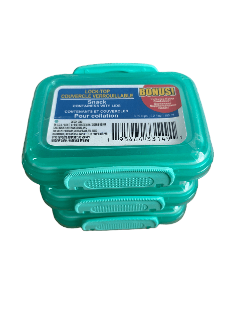 Lock-Top Snack Containers with Snap Latch Lids, 3 pack (Green)