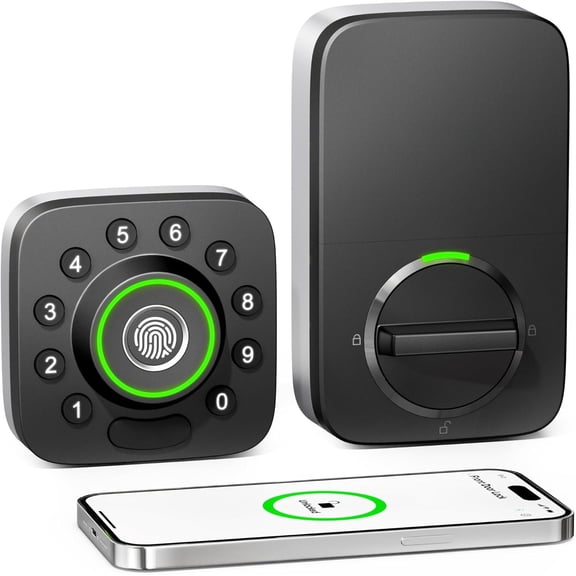 Lock U-Bolt , 7-in-1 Fingerprint Keyless Entry Door Lock with App Control, Anti-peep Keypad, Lock, Deadbolt Front Door, IP65 , Easy Installation, 1 Year