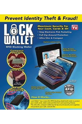 New Lock Wallet Secure Men Women RFID Blocking Money Credit Card Holder Wallets Gift