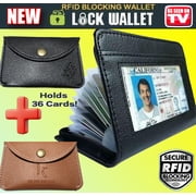 Lock Wallet Secure Men Women RFID Blocking Money and Credit Card Holder Wallets