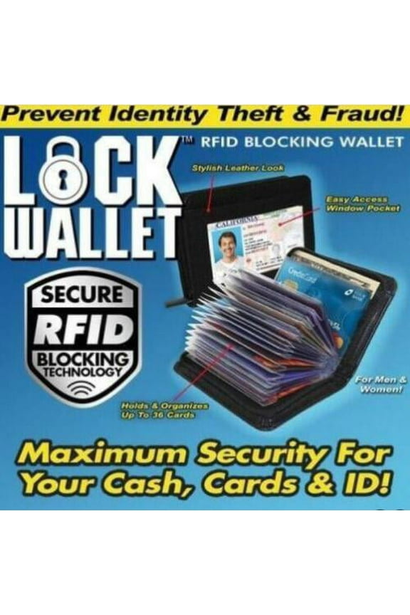 Zip-Around Unisex RFID Blocking Slim Card Wallet, leather Look