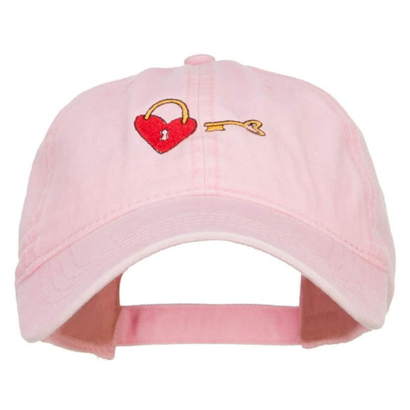 Lock and Key Love Embroidered Washed Cap - Pink OSFM