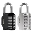 thumbnail image 1 of Lock for Door, 4 Digit Padlock Combination Padlock Security Lock for Home Office Warehouse Gym Locker Toolbox Storage Box Black + Silver, 1 of 11