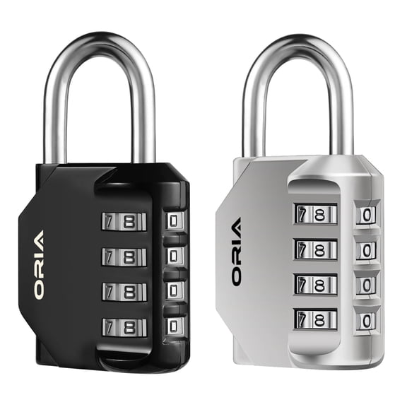 Lock for Door, 4 Digit Padlock Combination Padlock Security Lock for Home Office Warehouse Gym Locker Toolbox Storage Box Black + Silver