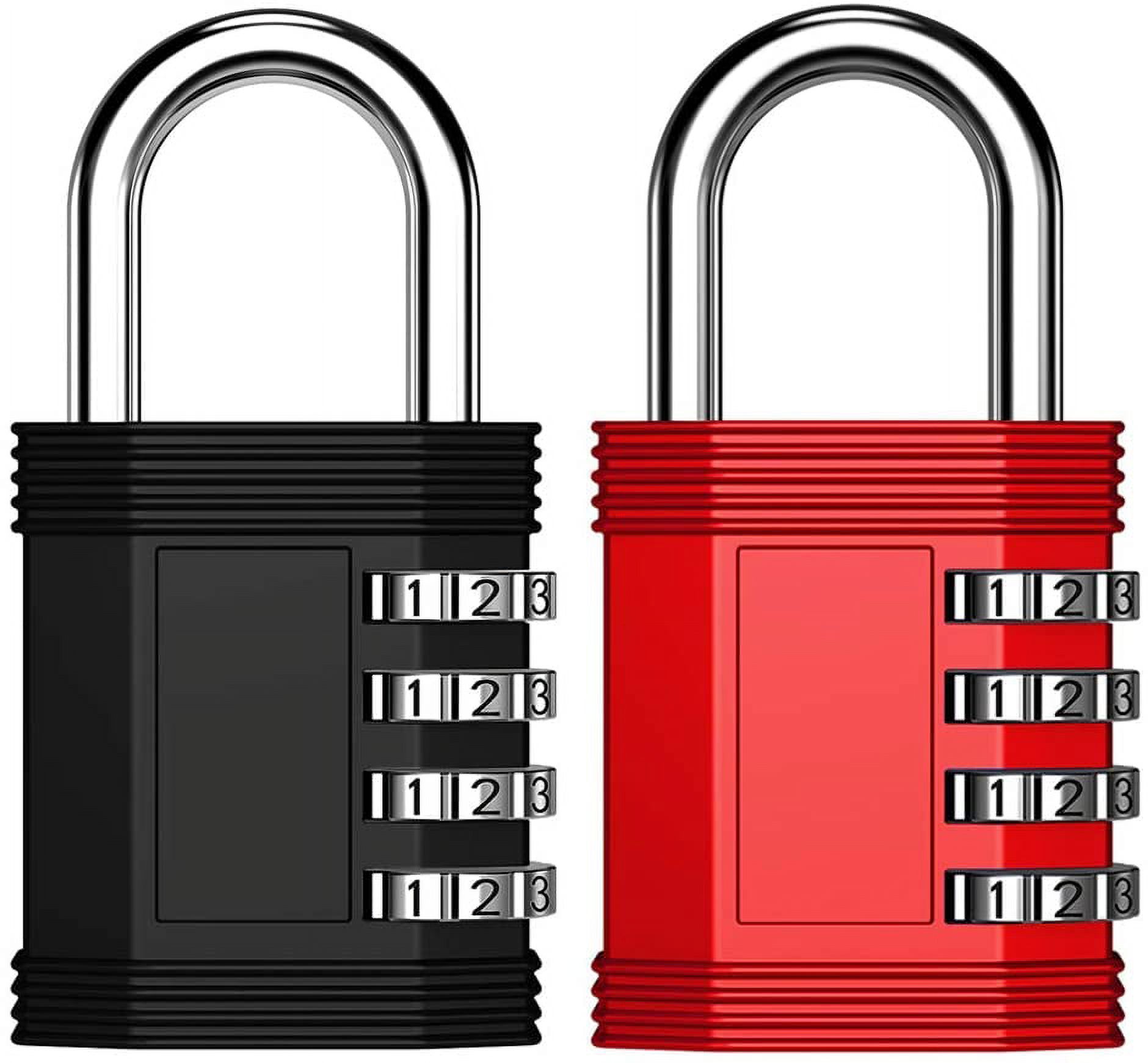 Lock for Locker, 4 Digit Combination Padlock for Gym, Employee, School,  Fence, Hasp Cabinet (2 Pack，Black&red) 