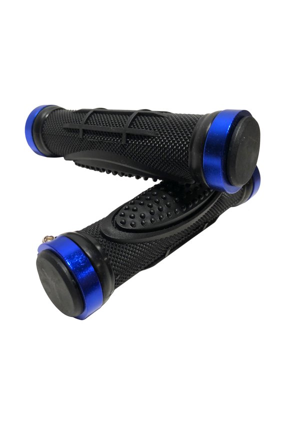 Lock on Blue Bike Grips MTB BMX Mountain Bike Waffle Handlebar Grips w End Caps